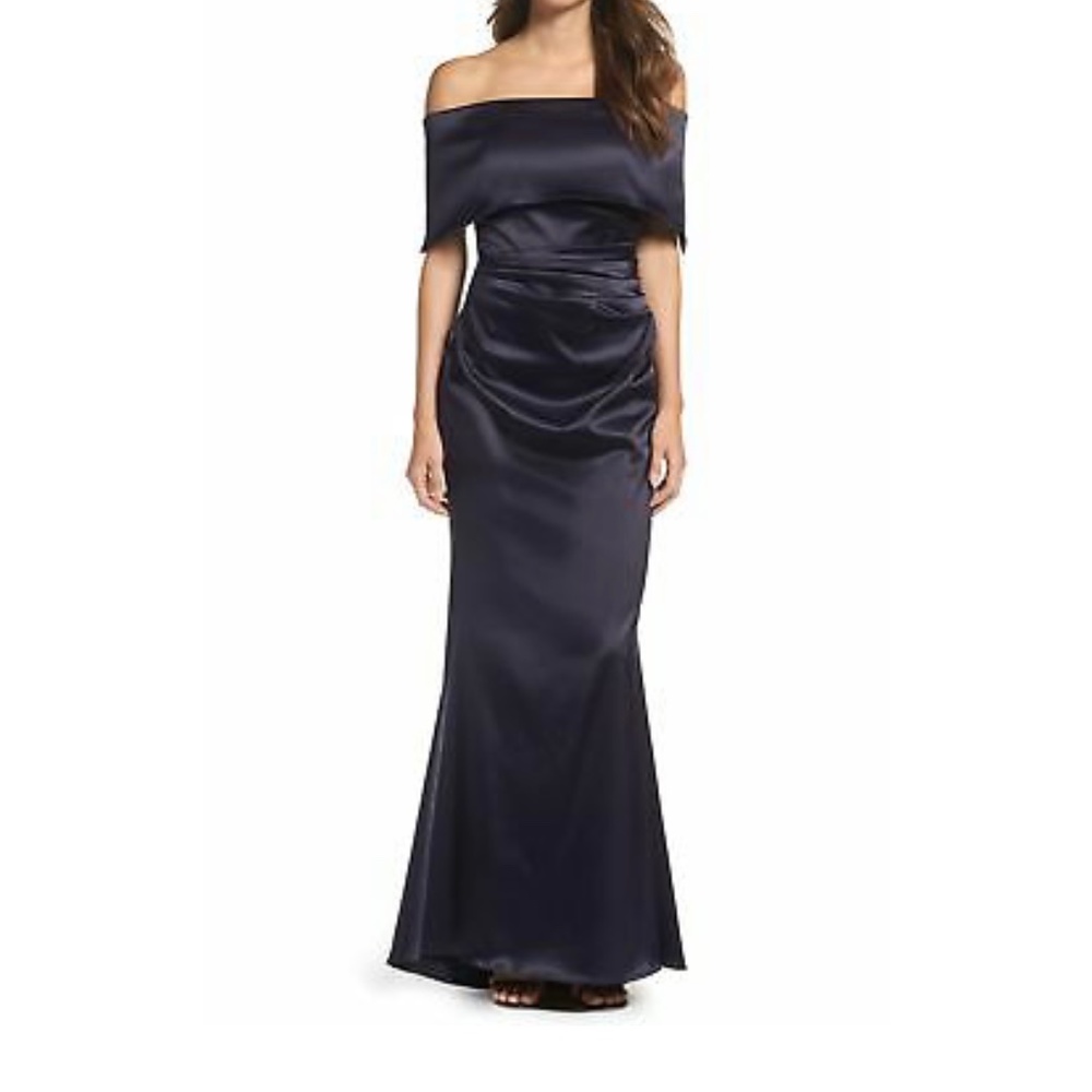Vince Camuto Navy Satin Bardow Dress